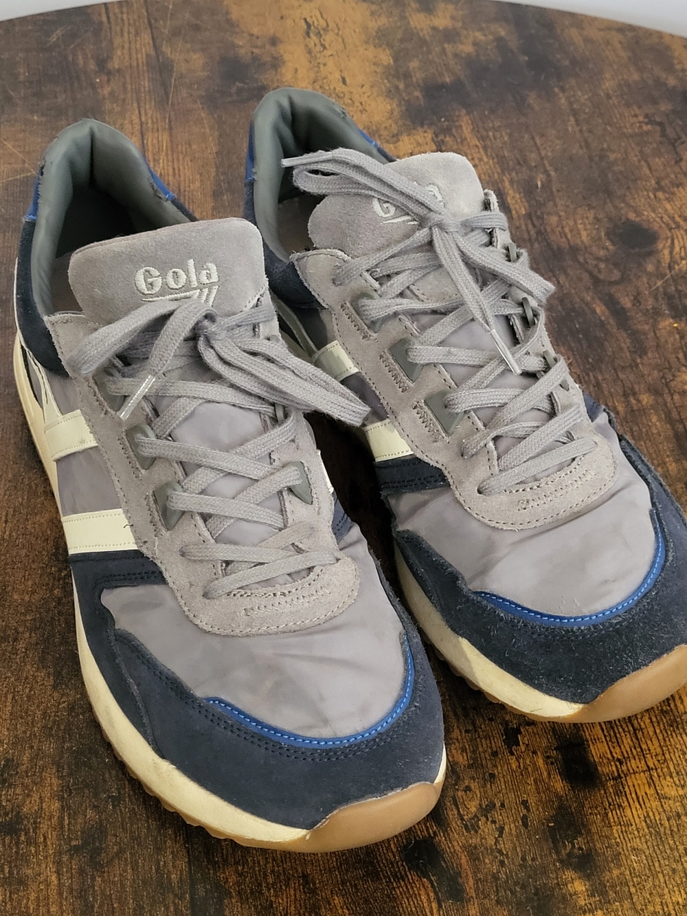 Gola Men’s Grey, Navy & Cream Retro Runner Sneakers Size 12